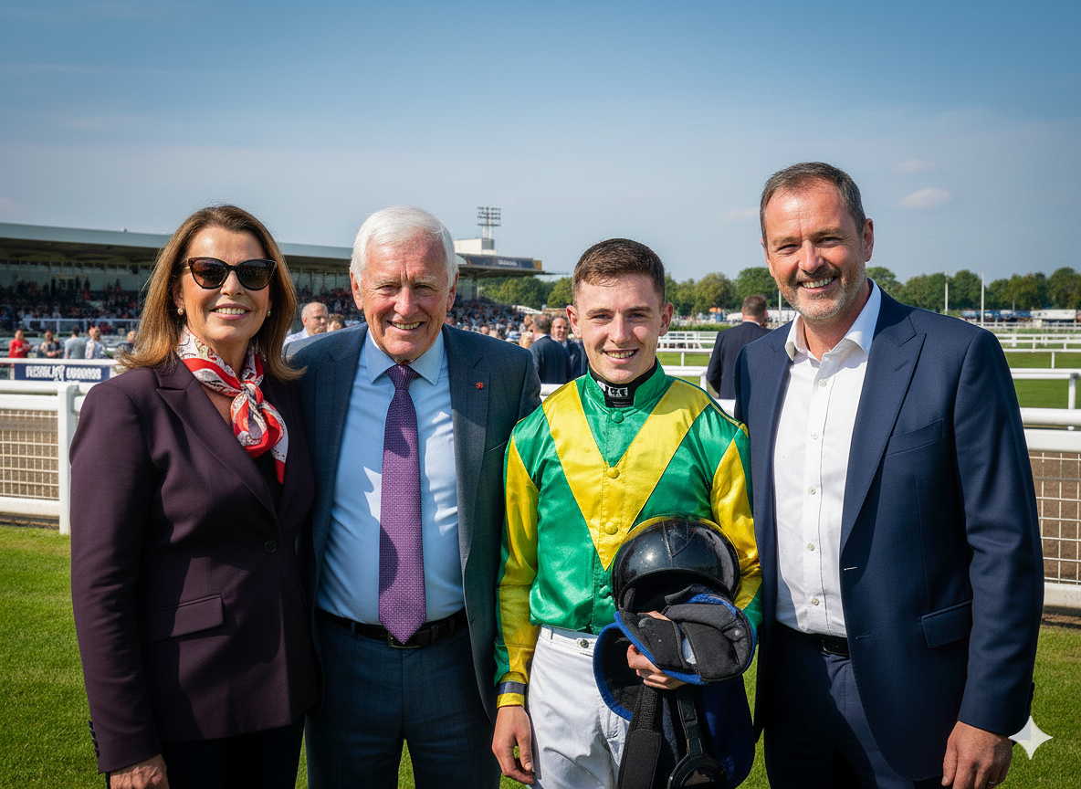 Bandenwerbung an einer Pferderennbahn